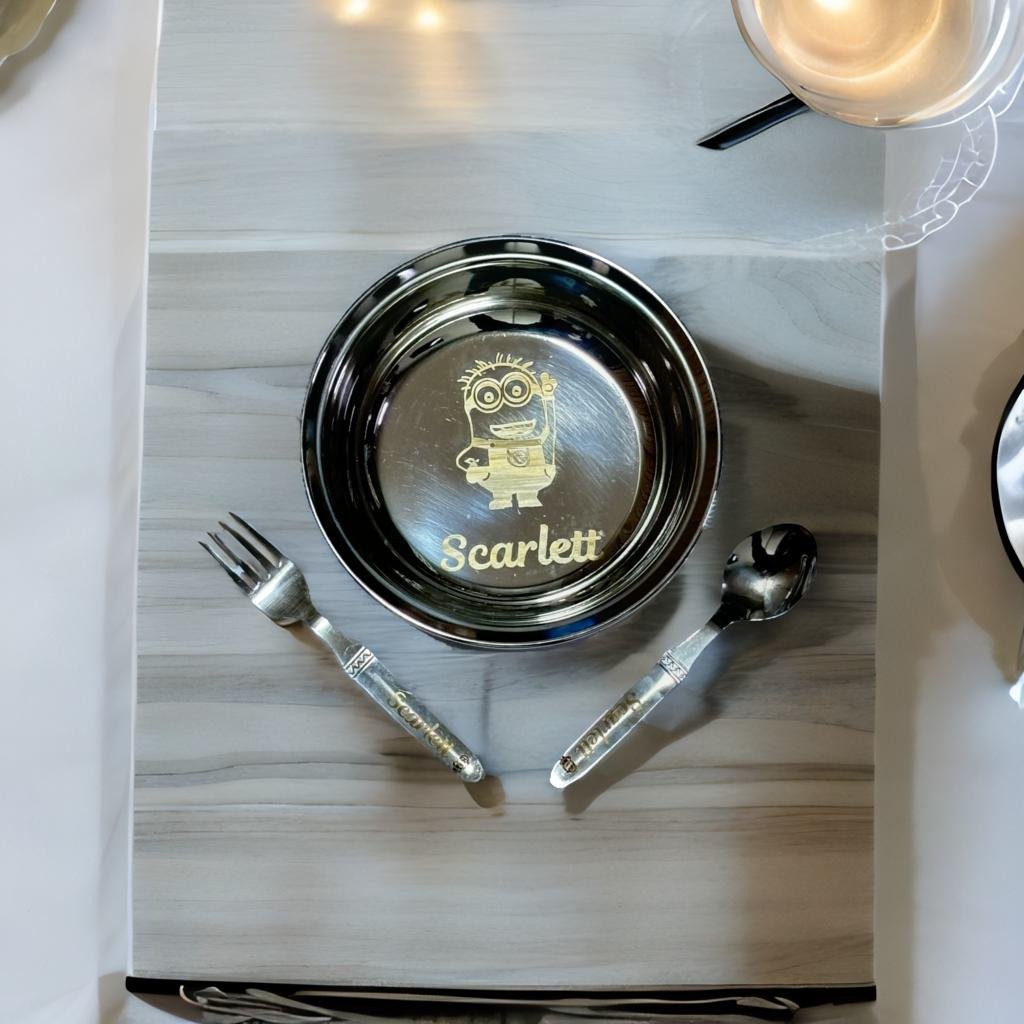 Personalized Bowl with Fork and Spoon