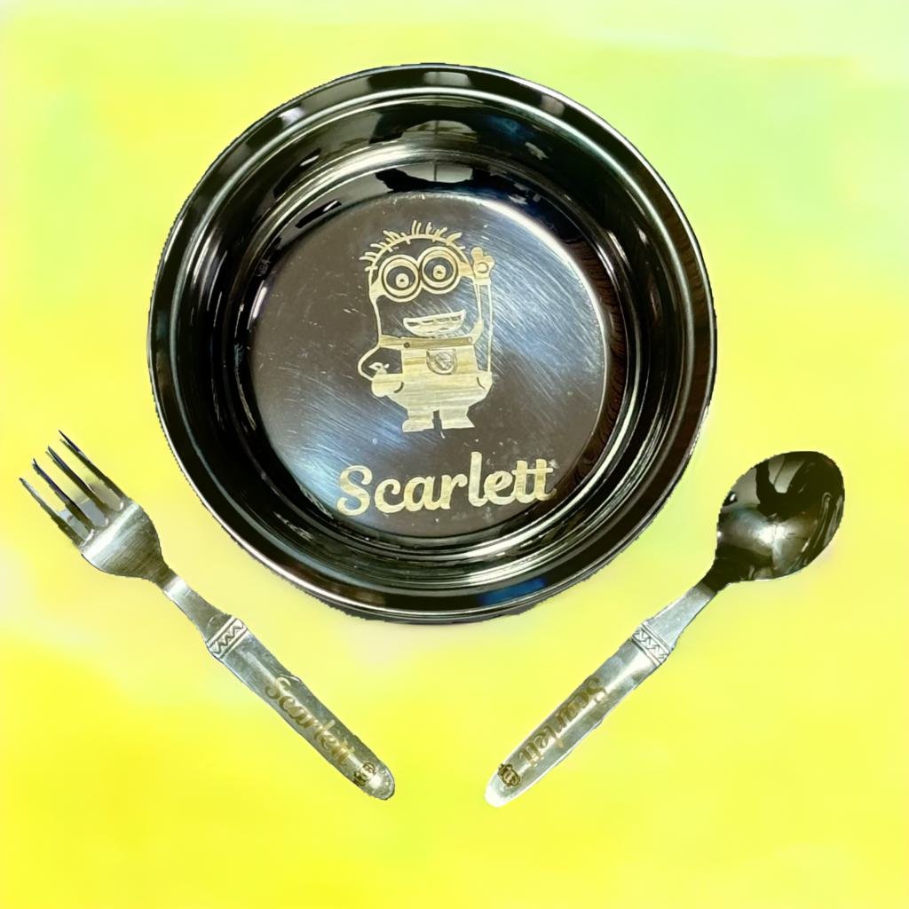 Personalized Bowl with Fork and Spoon