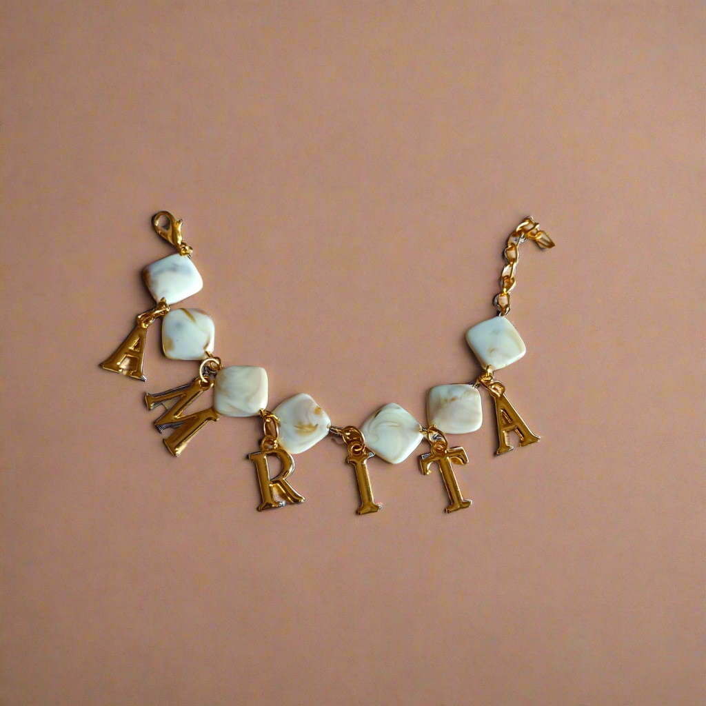 Personalized Stone Studded Letter Bracelet