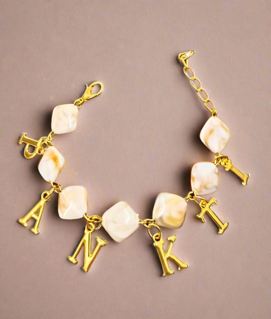 Personalized Stone Studded Letter Bracelet