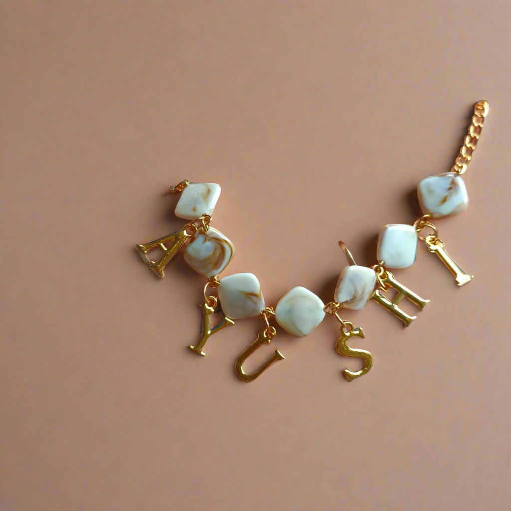 Personalized Stone Studded Letter Bracelet