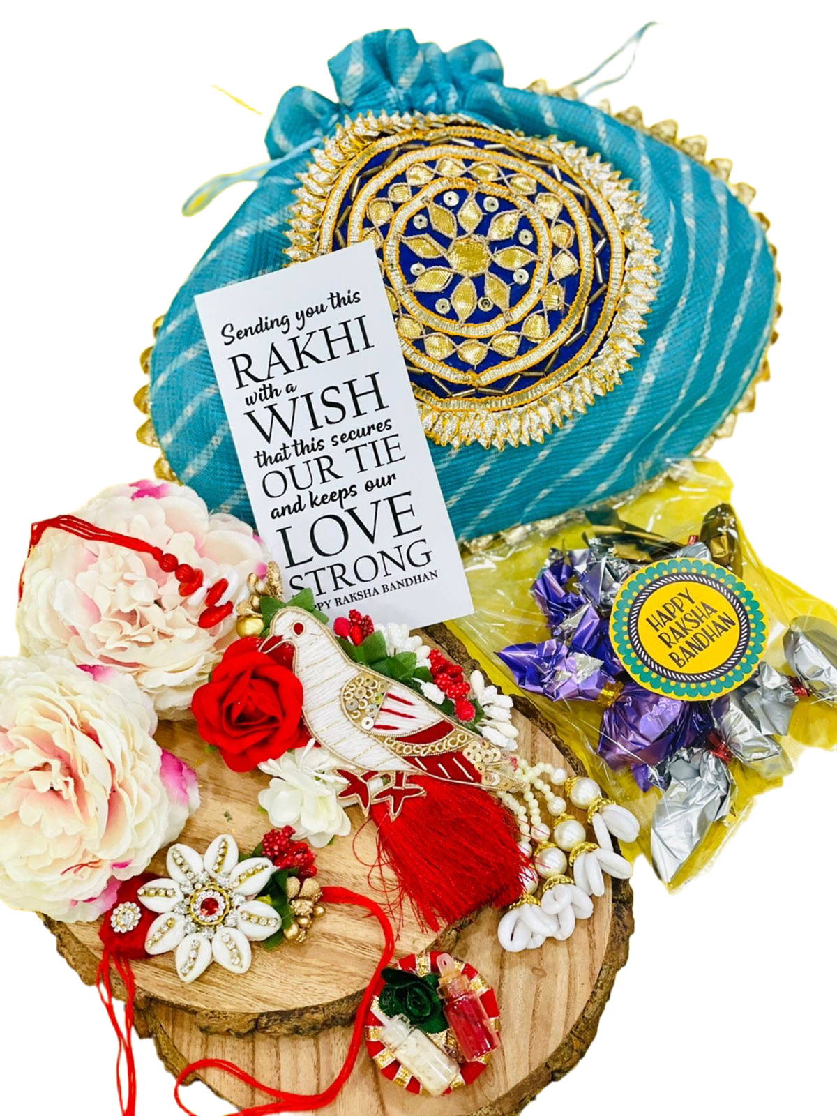 Beautiful Rakhi Gift Set with Potli