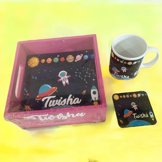 Personalised Tray, Mug and Coaster Combo