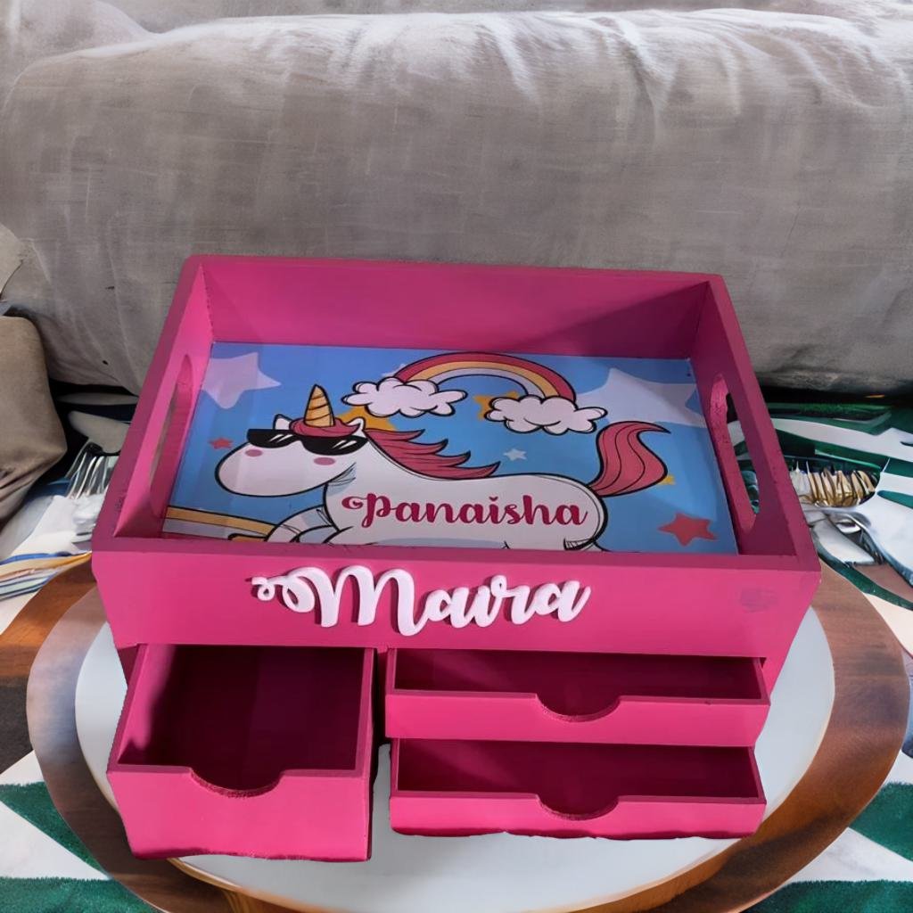 Personalised Tray with Multiple Drawers