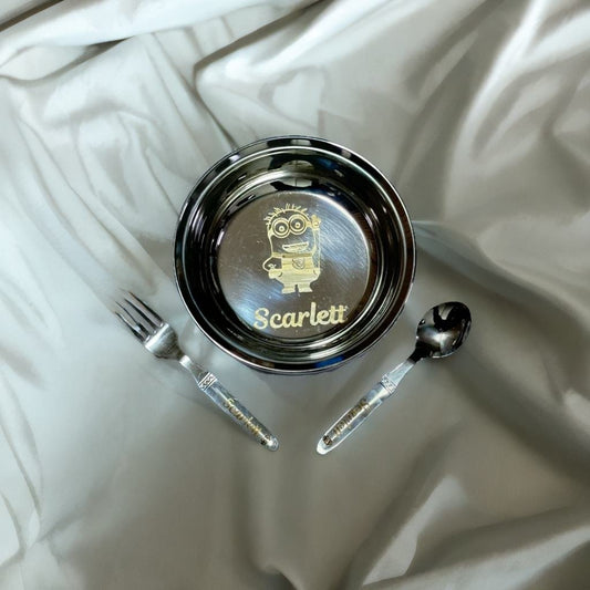 Personalized Bowl with Fork and Spoon