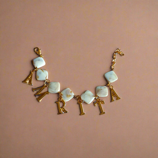 Personalized Stone Studded Letter Bracelet